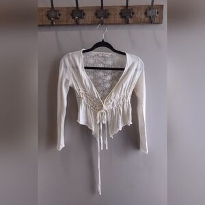 Guess Cream Tie-Front Sweater